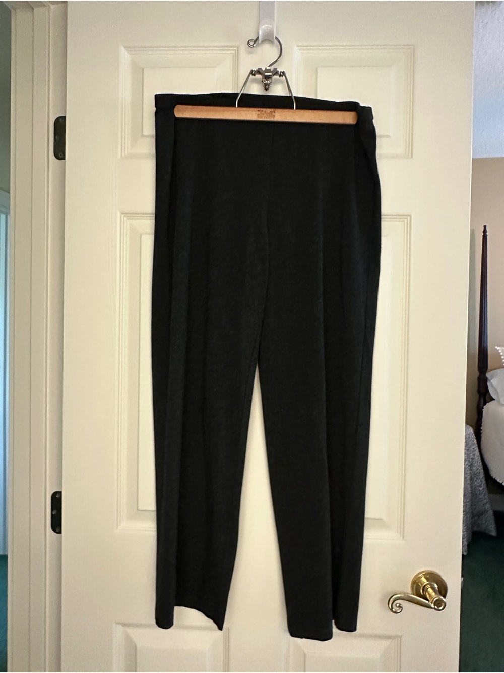 Eileen Fisher Black Straight-Leg Pull-On Pants